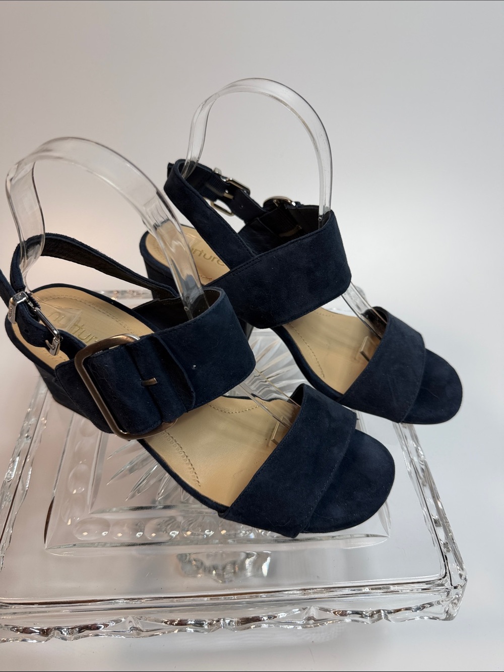 Nurture Women’s Navy Suede Open-Toe Slingback Sandals 7